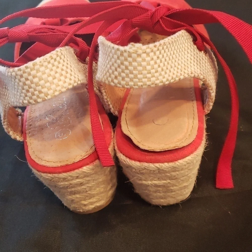 Emella Red suede heeled Esparille sandal